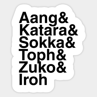 Avatar The Last Airbender Helvetica List Sticker